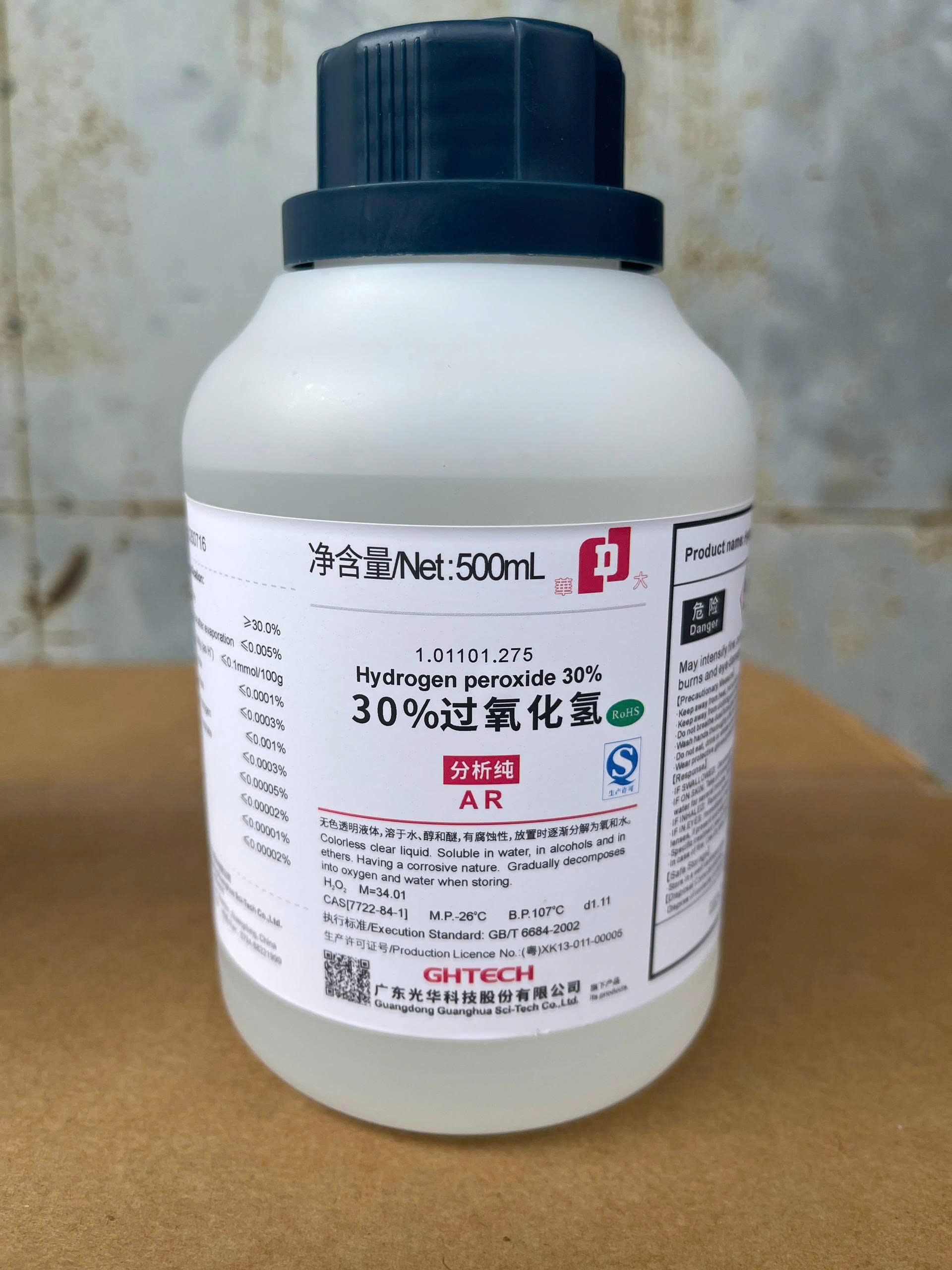 Hydrogen Peroxide 30% (H₂O₂, Chai 500ml, GH Tech)